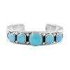 Santa Fe Style Kingman Turquoise Cuff Bracelet In Sterling Silver (Adjustable) 24.25 Ctw -Jewelry store 7516527