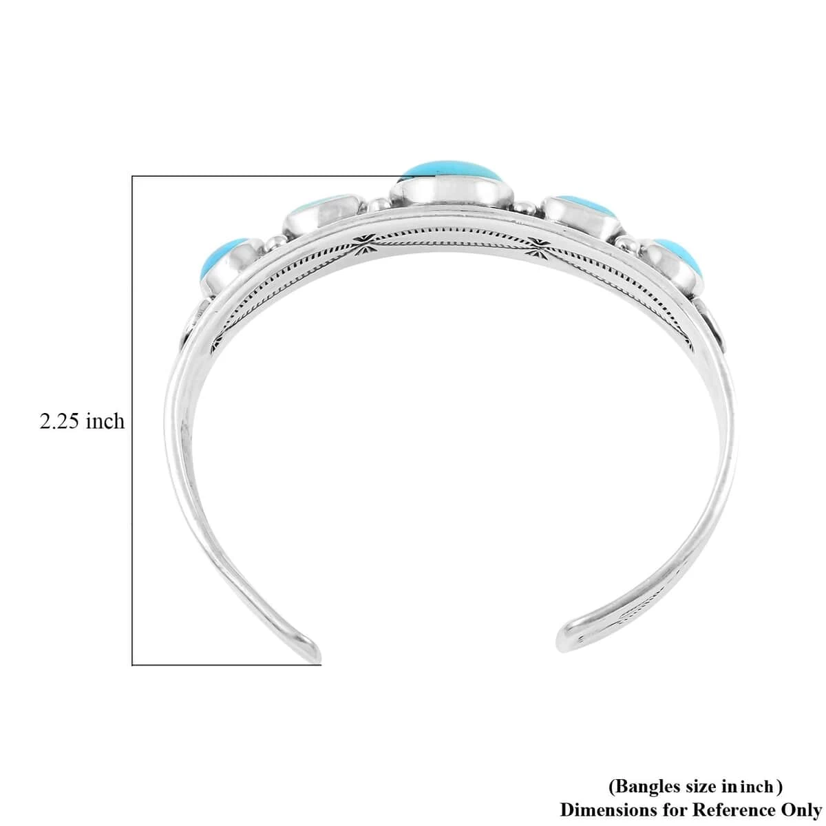 Santa Fe Style Kingman Turquoise Cuff Bracelet In Sterling Silver (Adjustable) 24.25 Ctw 7 Santa Fe Style Kingman Turquoise Cuff Bracelet In Sterling Silver (Adjustable) 24.25 Ctw - Image 5