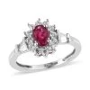 Premium Ouro Fino Rubellite And White Zircon Sunburst Ring In Platinum Over Sterling Silver 1.15 Ctw -Jewelry store 7517539