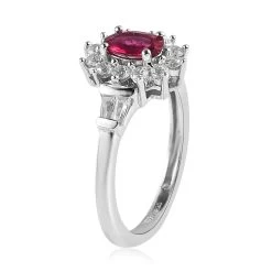 Premium Ouro Fino Rubellite And White Zircon Sunburst Ring In Platinum Over Sterling Silver 1.15 Ctw 11 Premium Ouro Fino Rubellite And White Zircon Sunburst Ring In Platinum Over Sterling Silver 1.15 Ctw -Jewelry store 7517539 3