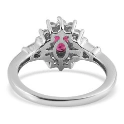 Premium Ouro Fino Rubellite And White Zircon Sunburst Ring In Platinum Over Sterling Silver 1.15 Ctw 12 Premium Ouro Fino Rubellite And White Zircon Sunburst Ring In Platinum Over Sterling Silver 1.15 Ctw -Jewelry store 7517539 4