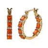 Mexican Fire Opal And Moissanite Hoop Earrings In Vermeil Yellow Gold Over Sterling Silver 3.50 Ctw