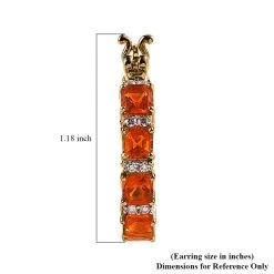Mexican Fire Opal And Moissanite Hoop Earrings In Vermeil Yellow Gold Over Sterling Silver 3.50 Ctw -Jewelry store 7517554 4