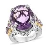 Rose De France Amethyst And Orissa Rhodolite Garnet Ring In Vermeil YG And Platinum Over Sterling Silver 15.90 Ctw -Jewelry store 7518088