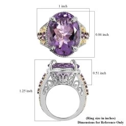 Rose De France Amethyst And Orissa Rhodolite Garnet Ring In Vermeil YG And Platinum Over Sterling Silver 15.90 Ctw -Jewelry store 7518088 5