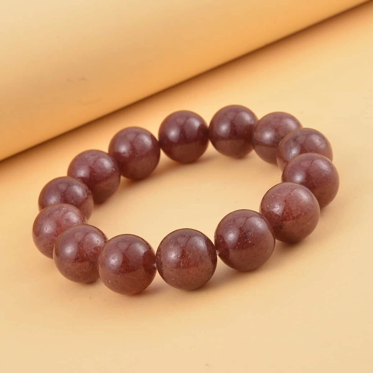 Strawberry Quartz Beaded Stretch Bracelet 406.00 Ctw 4 Strawberry Quartz Beaded Stretch Bracelet 406.00 Ctw - Image 2