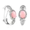 Premium Peruvian Pink Opal And White Zircon Omega Clip Earrings In Platinum Over Sterling Silver 4.50 Ctw -Jewelry store 7518408