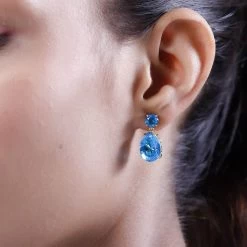 Caribbean Quartz (Triplet) Drop Earrings In Vermeil Yellow Gold Over Sterling Silver 12.60 Ctw 9 Caribbean Quartz (Triplet) Drop Earrings In Vermeil Yellow Gold Over Sterling Silver 12.60 Ctw -Jewelry store 7518455 2