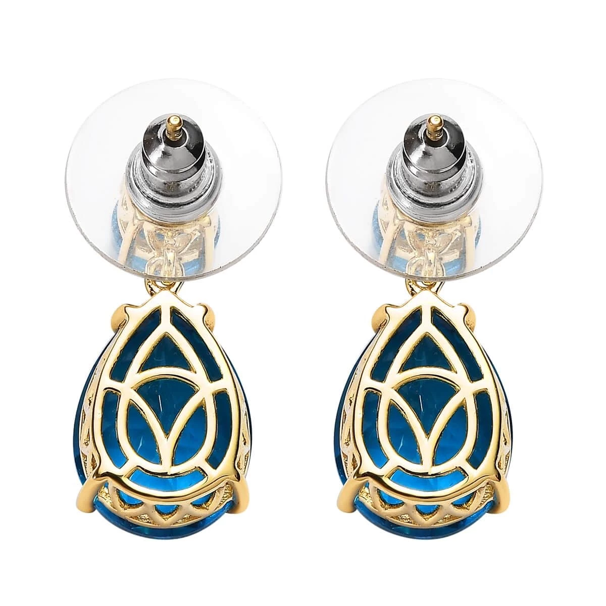 Caribbean Quartz (Triplet) Drop Earrings In Vermeil Yellow Gold Over Sterling Silver 12.60 Ctw 6 Caribbean Quartz (Triplet) Drop Earrings In Vermeil Yellow Gold Over Sterling Silver 12.60 Ctw - Image 4