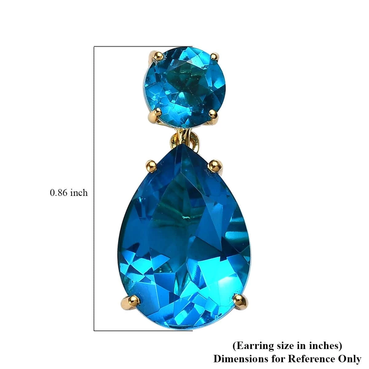 Caribbean Quartz (Triplet) Drop Earrings In Vermeil Yellow Gold Over Sterling Silver 12.60 Ctw 7 Caribbean Quartz (Triplet) Drop Earrings In Vermeil Yellow Gold Over Sterling Silver 12.60 Ctw - Image 5