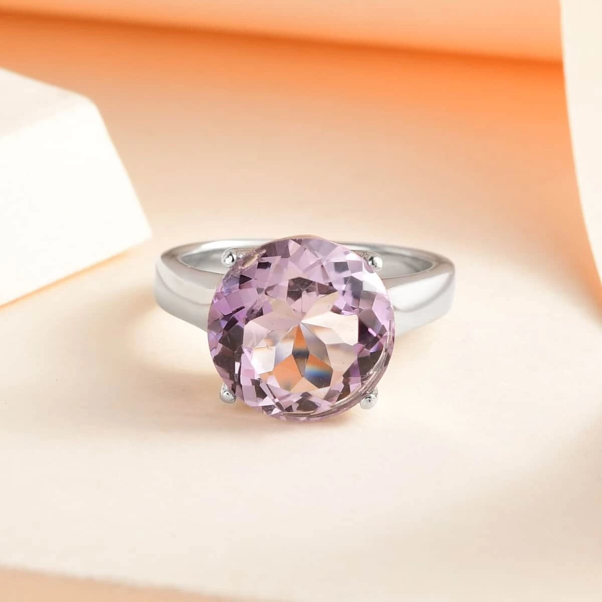 Rose De France Amethyst Solitaire Ring In Stainless Steel 5.60 Ctw | Tarnish-Free, Waterproof, Sweat Proof Jewelry 4 Rose De France Amethyst Solitaire Ring In Stainless Steel 5.60 Ctw | Tarnish-Free, Waterproof, Sweat Proof Jewelry - Image 2