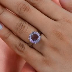 Rose De France Amethyst Solitaire Ring In Stainless Steel 5.60 Ctw | Tarnish-Free, Waterproof, Sweat Proof Jewelry 10 Rose De France Amethyst Solitaire Ring In Stainless Steel 5.60 Ctw | Tarnish-Free, Waterproof, Sweat Proof Jewelry -Jewelry store 7518475 2