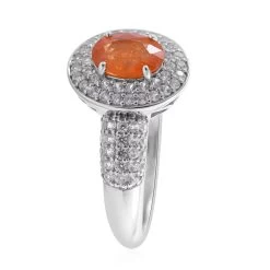 Premium Spessartine Garnet And White Zircon Double Halo Ring In Platinum Over Sterling Silver 1.85 Ctw 9 Premium Spessartine Garnet And White Zircon Double Halo Ring In Platinum Over Sterling Silver 1.85 Ctw -Jewelry store 7519127 2