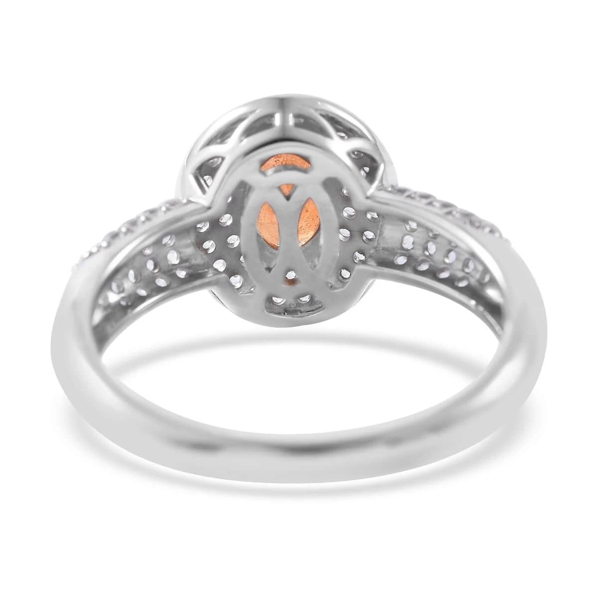 Premium Spessartine Garnet And White Zircon Double Halo Ring In Platinum Over Sterling Silver 1.85 Ctw 6 Premium Spessartine Garnet And White Zircon Double Halo Ring In Platinum Over Sterling Silver 1.85 Ctw - Image 4