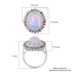 Premium Ethiopian Welo Opal And Multi Gemstone Double Halo Ring In Platinum Over Sterling Silver 4.35 Ctw 11 Premium Ethiopian Welo Opal And Multi Gemstone Double Halo Ring In Platinum Over Sterling Silver 4.35 Ctw -Jewelry store 7519187 4