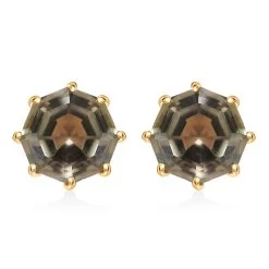 Iliana 18K Yellow Gold Octillion Cut AAA Turkizite Solitaire Stud Earrings 3.35 Ctw