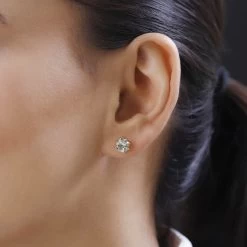 Iliana 18K Yellow Gold Octillion Cut AAA Turkizite Solitaire Stud Earrings 3.35 Ctw -Jewelry store 7519270 2