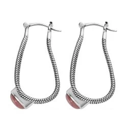 Artisan Crafted Premium Peruvian Pink Opal Omega Clip Earrings In Sterling Silver 3.65 Ctw -Jewelry store 7519382 3