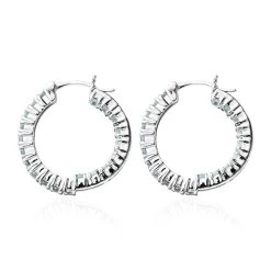 Madagascar Paraiba Apatite Hoop Earrings In Platinum Over Sterling Silver 3.10 Ctw -Jewelry store 7522028 3