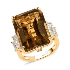 AAA Brazilian Citrine And Multi Gemstone Ring In Vermeil Yellow Gold Over Sterling Silver 25.90 Ctw