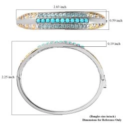 Karis Sleeping Beauty Turquoise And Malgache Neon Apatite Bangle Bracelet In 18K YG Plated And Platinum Bond (6.50 In) 3.00 Ctw -Jewelry store 7526981 5