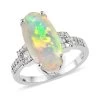 AAA Ethiopian Welo Opal, Diamond (0.28 Cts) Ring In Platinum Over Sterling Silver 3.00 Ctw -Jewelry store 7527101
