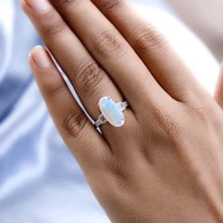 AAA Ethiopian Welo Opal, Diamond (0.28 Cts) Ring In Platinum Over Sterling Silver 3.00 Ctw 10 AAA Ethiopian Welo Opal, Diamond (0.28 Cts) Ring In Platinum Over Sterling Silver 3.00 Ctw -Jewelry store 7527101 2