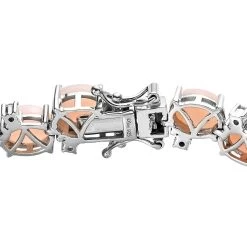 Premium Peruvian Pink Opal And White Zircon Bracelet In Platinum Over Sterling Silver (6.50 In) 24.15 Ctw (Del. In 7-10 Days) Image Number 0 Premium Peruvian Pink Opal And White Zircon Brac -Jewelry store 7527669 3