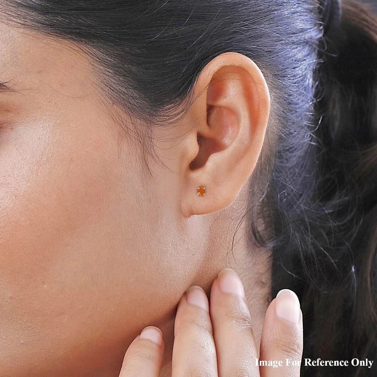 Value Buy Luxoro 10K Yellow Gold Premium Orange Sapphire Solitaire Stud Earrings 1.10 Ctw 4 Value Buy Luxoro 10K Yellow Gold Premium Orange Sapphire Solitaire Stud Earrings 1.10 Ctw - Image 2