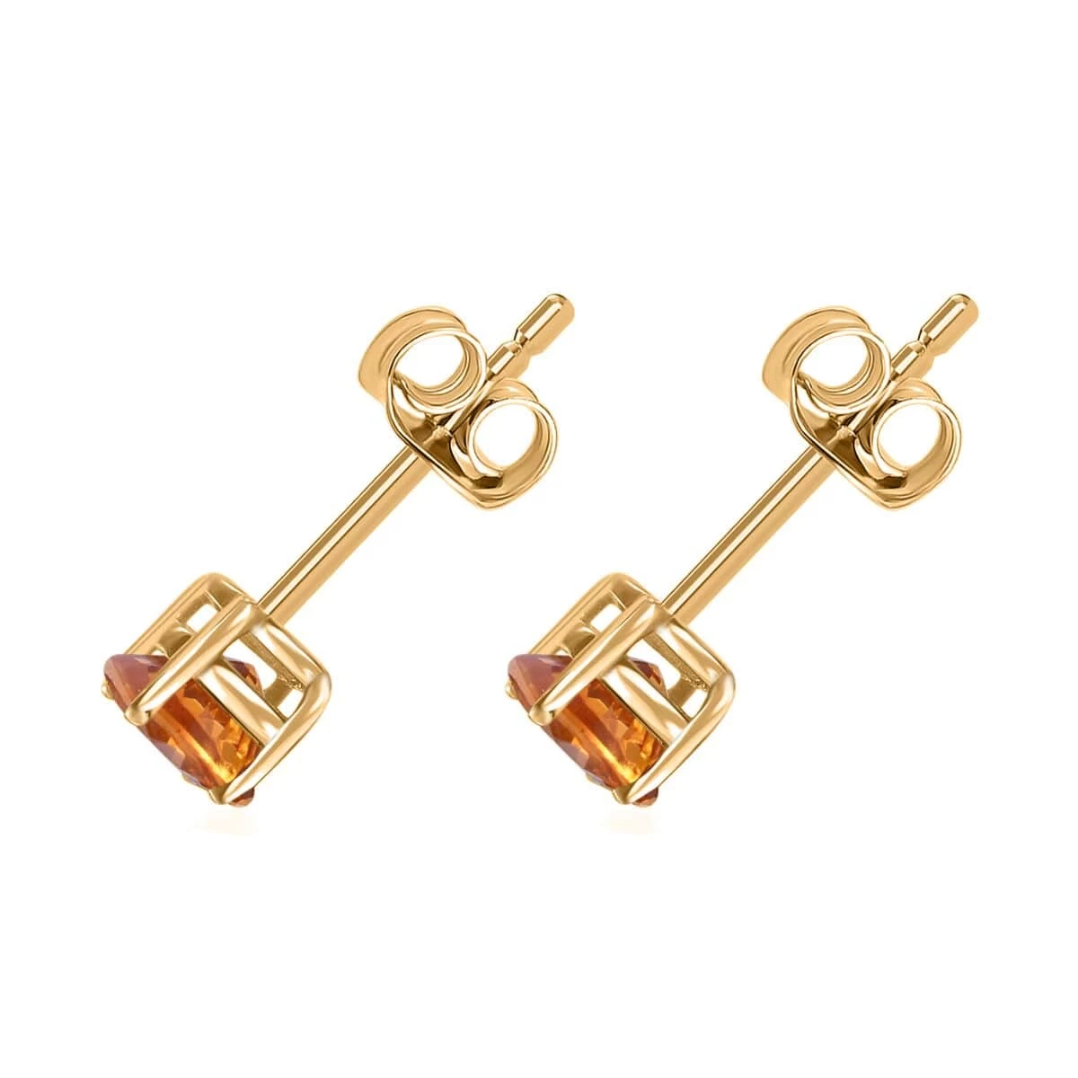 Value Buy Luxoro 10K Yellow Gold Premium Orange Sapphire Solitaire Stud Earrings 1.10 Ctw 5 Value Buy Luxoro 10K Yellow Gold Premium Orange Sapphire Solitaire Stud Earrings 1.10 Ctw - Image 3