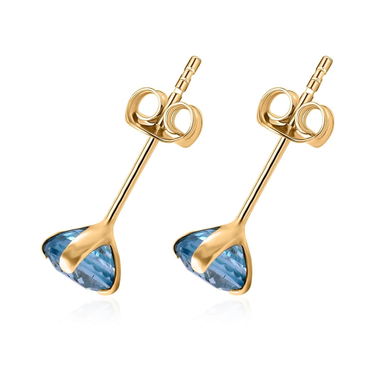 Luxoro 10K Yellow Gold Premium Ratanakiri Blue Zircon Solitaire Stud Earrings 1.50 Ctw 5 Luxoro 10K Yellow Gold Premium Ratanakiri Blue Zircon Solitaire Stud Earrings 1.50 Ctw - Image 3