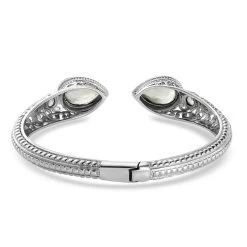 Natural Thai Black Spinel Bangle Bracelet In Stainless Steel (7.25 In) 13.75 Ctw -Jewelry store 7530704 4