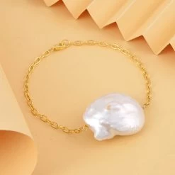 Organic Shape Baroque Pearl Bracelet In 14K YG Over Sterling Silver (8.50 In) -Jewelry store 7532267 1