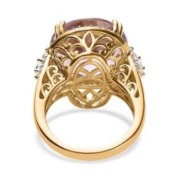 Rose De France Amethyst And White Zircon Cocktail Ring In Vermeil Yellow Gold Over Sterling Silver 12.85 Ctw -Jewelry store 7532352 4