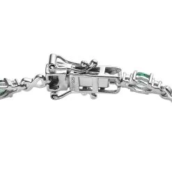 AAA Kagem Zambian Emerald And White Zircon Bracelet In Platinum Over Sterling Silver (6.50 In) 2.00 Ctw -Jewelry store 7532421 3