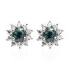Australian Sapphire And White Zircon Sunburst Stud Earrings In Platinum Over Sterling Silver 1.10 Ctw -Jewelry store 7532574