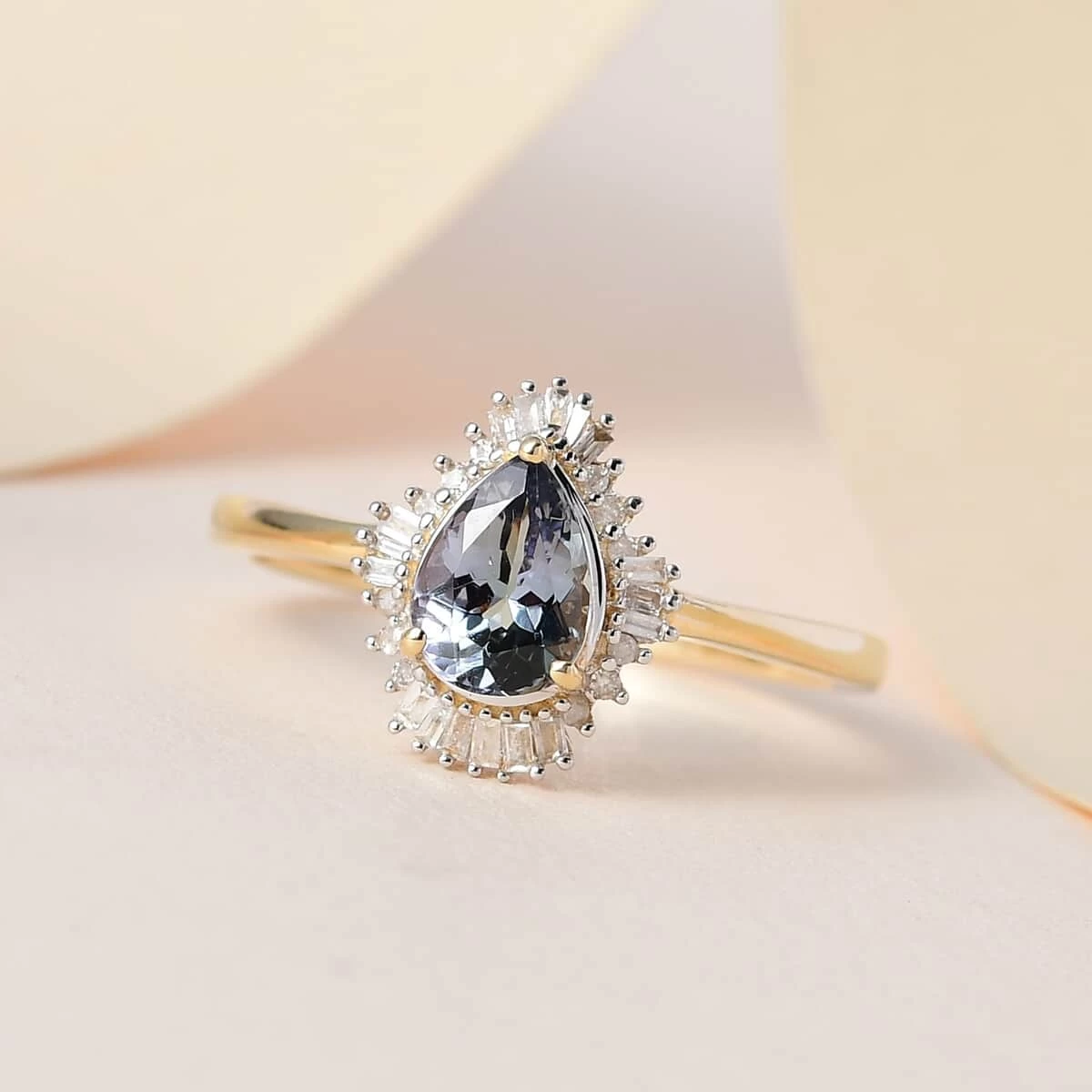 Luxoro 10K Yellow Gold Premium Green Tanzanite And G-H I3 Diamond Halo Ring 0.85 Ctw (Del. In 5-7 Days) 4 Luxoro 10K Yellow Gold Premium Green Tanzanite And G-H I3 Diamond Halo Ring 0.85 Ctw (Del. In 5-7 Days) - Image 2