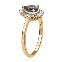 Luxoro 10K Yellow Gold Premium Green Tanzanite And G-H I3 Diamond Halo Ring 0.85 Ctw (Del. In 5-7 Days) 11 Luxoro 10K Yellow Gold Premium Green Tanzanite And G-H I3 Diamond Halo Ring 0.85 Ctw (Del. In 5-7 Days) -Jewelry store 7532587 3