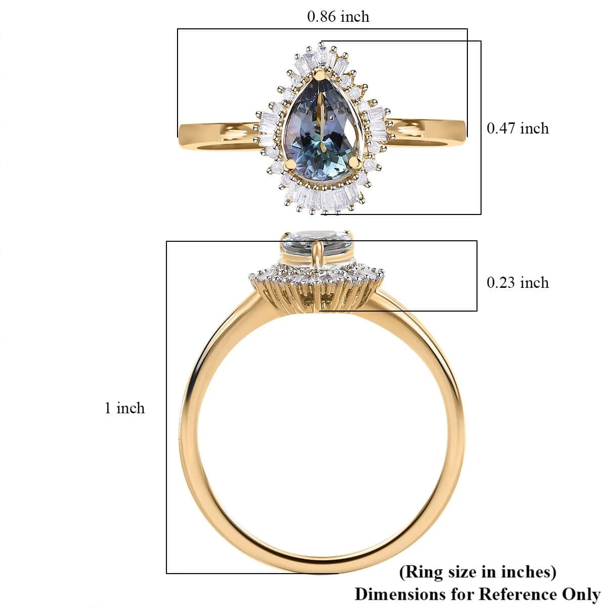 Luxoro 10K Yellow Gold Premium Green Tanzanite And G-H I3 Diamond Halo Ring 0.85 Ctw (Del. In 5-7 Days) 8 Luxoro 10K Yellow Gold Premium Green Tanzanite And G-H I3 Diamond Halo Ring 0.85 Ctw (Del. In 5-7 Days) - Image 6