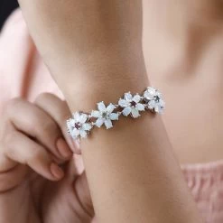 Premium Ethiopian Welo Opal And Multi-Tourmaline Floral Bracelet In Platinum Over Sterling Silver (7.25 In) 17.00 Ctw 11 Premium Ethiopian Welo Opal And Multi-Tourmaline Floral Bracelet In Platinum Over Sterling Silver (7.25 In) 17.00 Ctw -Jewelry store 7532672 3