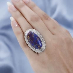 Mojave Purple Turquoise Solitaire Ring In Platinum Over Copper With Magnet 17.75 Ctw 10 Mojave Purple Turquoise Solitaire Ring In Platinum Over Copper With Magnet 17.75 Ctw -Jewelry store 7532964 2