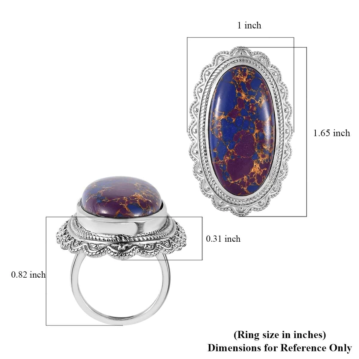 Mojave Purple Turquoise Solitaire Ring In Platinum Over Copper With Magnet 17.75 Ctw 8 Mojave Purple Turquoise Solitaire Ring In Platinum Over Copper With Magnet 17.75 Ctw - Image 6