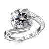 Moissanite Solitaire Ring, Moissanite Bypass Ring, Platinum Over Sterling Silver Ring, Moissanite Ring, Silver Solitaire Ring 3.35 Ctw -Jewelry store 7533004