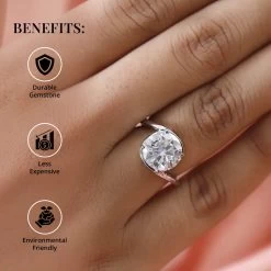 Moissanite Solitaire Ring, Moissanite Bypass Ring, Platinum Over Sterling Silver Ring, Moissanite Ring, Silver Solitaire Ring 3.35 Ctw -Jewelry store 7533004 3