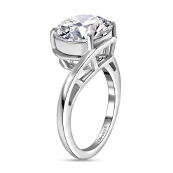 Moissanite Solitaire Ring, Moissanite Bypass Ring, Platinum Over Sterling Silver Ring, Moissanite Ring, Silver Solitaire Ring 3.35 Ctw -Jewelry store 7533004 4