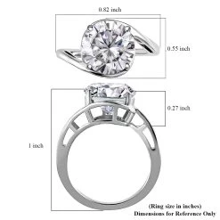 Moissanite Solitaire Ring, Moissanite Bypass Ring, Platinum Over Sterling Silver Ring, Moissanite Ring, Silver Solitaire Ring 3.35 Ctw -Jewelry store 7533004 6