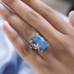 Artisan Crafted Malagasy Labradorite Ring ,Labradorite Dragonfly Ring ,Sterling Silver Ring , Solitaire Ring 12.35 Ctw -Jewelry store 7533808 2
