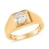 Moissanite Solitaire Ring, Solitaire Mens Ring, Moissanite Ring, Deco Ring, Vermeil Yellow Gold Over Sterling Silver Ring, Deco Mens Ring, Promise Rings 1.50 Ctw -Jewelry store 7534013