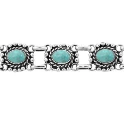 Santa Fe Style Kingman Turquoise Adjustable Bracelet In Sterling Silver 50.00 Ctw -Jewelry store 7534310 2