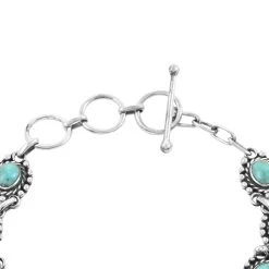 Santa Fe Style Kingman Turquoise Adjustable Bracelet In Sterling Silver 50.00 Ctw -Jewelry store 7534310 3